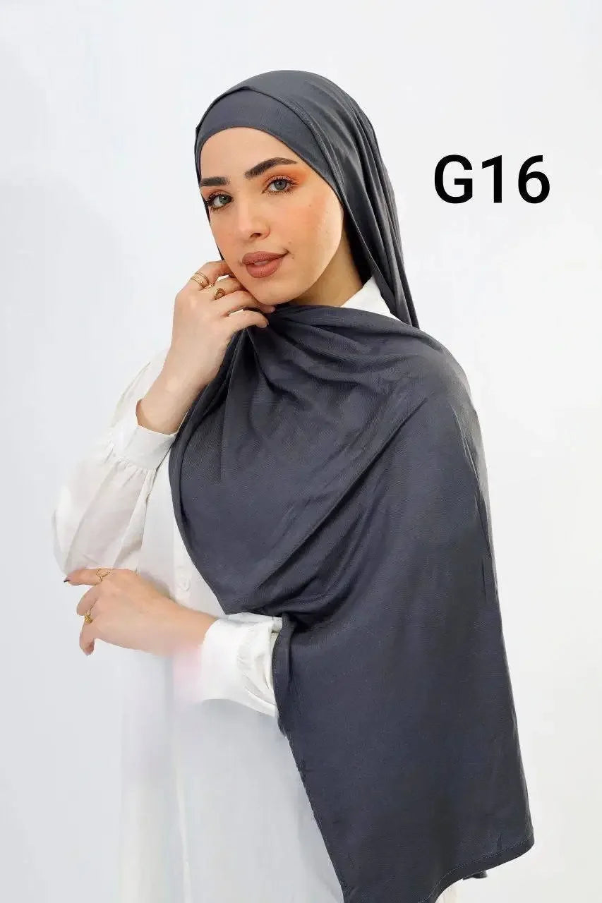 DARK GREY HIJAB WITH GEL UNDERCAP