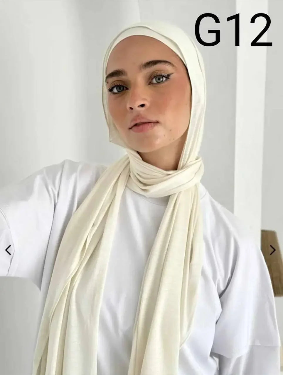 OFF WHITE HIJAB WITH GEL UNDERCAP