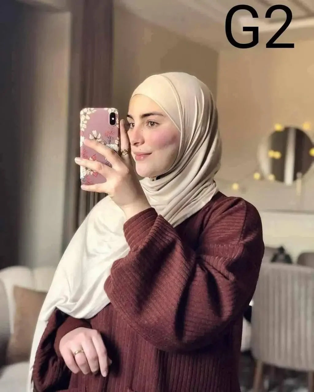 BEIGE HIJAB WITH GEL UNDERCAP