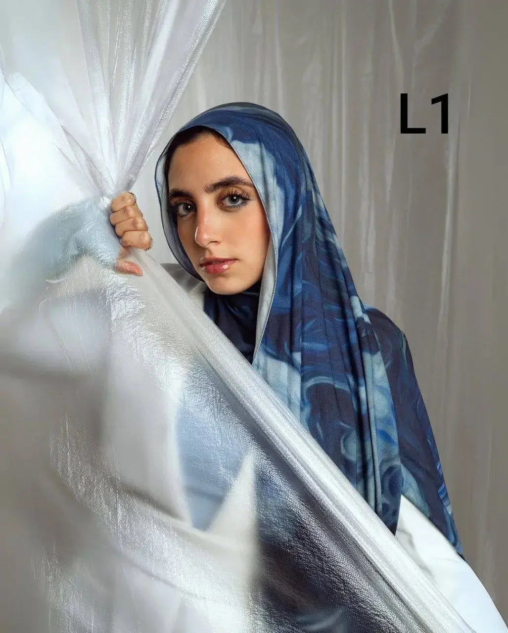 BLUE DIGITAL COTTON HIJAB