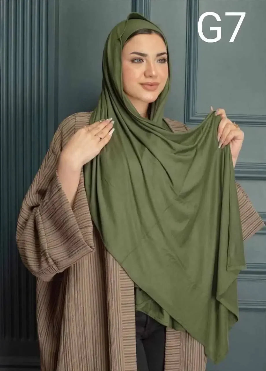 OLIVE HIJAB WITH GEL UNDERCAP 