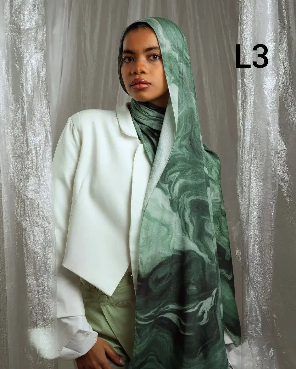 GREEN DIGITAL COTTON HIJAB