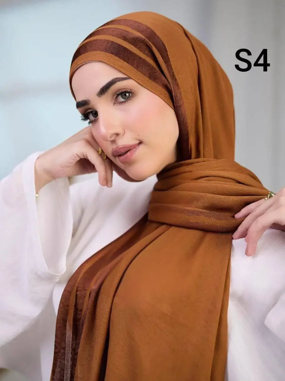 WARM CARAMEL KUWAITI SATIN COTTON HIJAB 