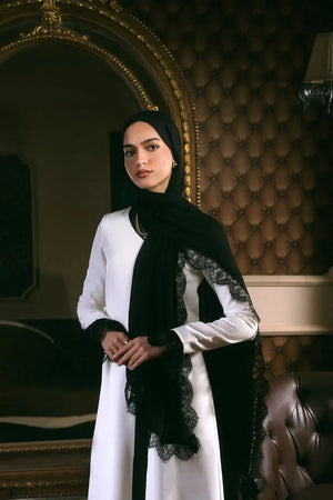 French Lace Hijab Black 2