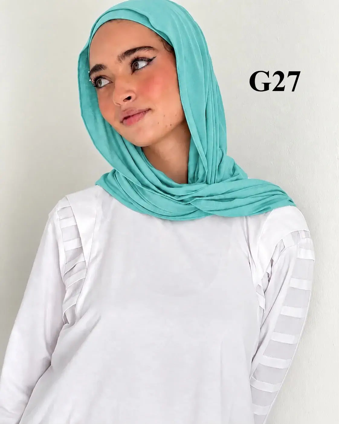 Light Turquoise hijab with gel undercap G27