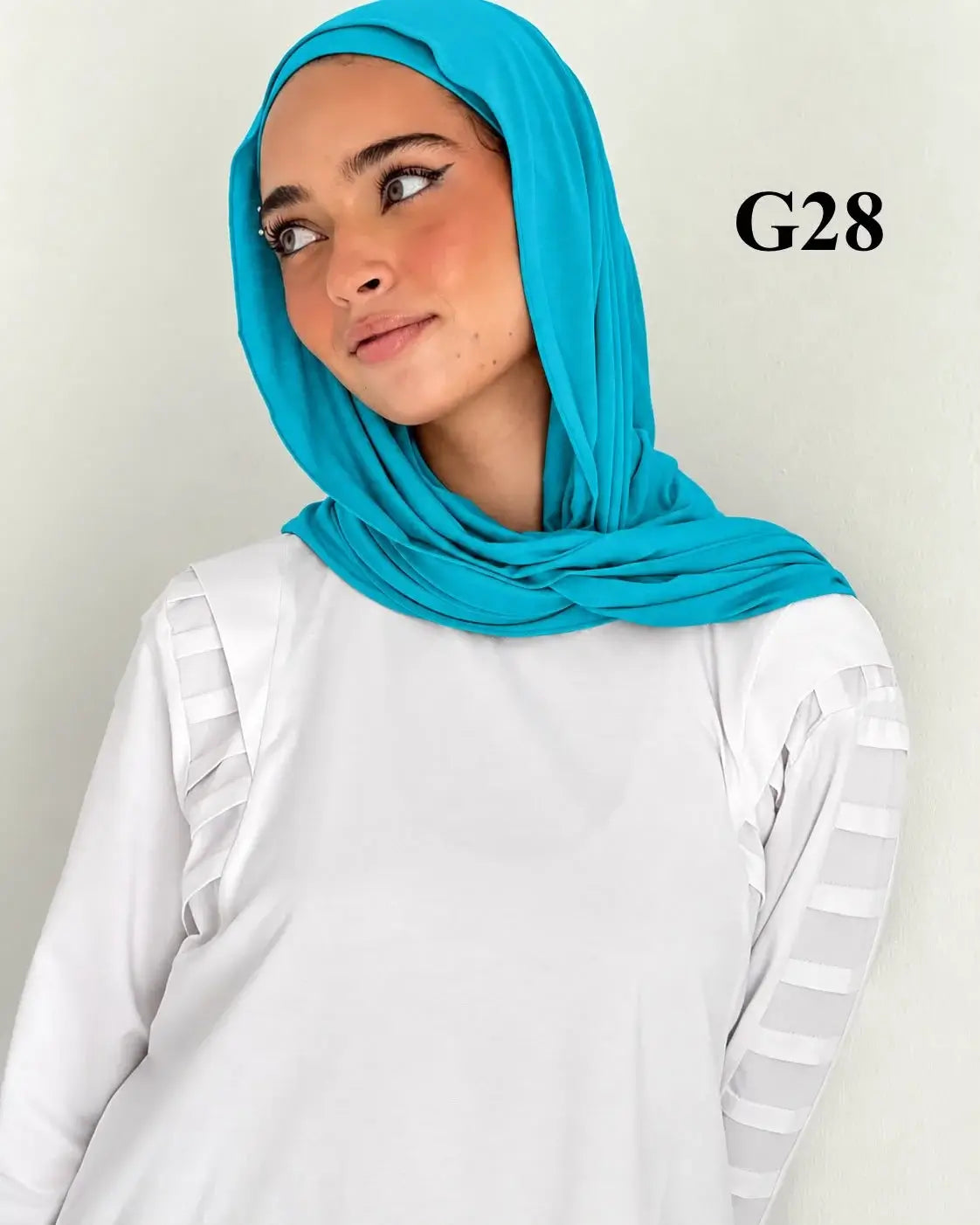 Turquoise hijab with gel undercap G28