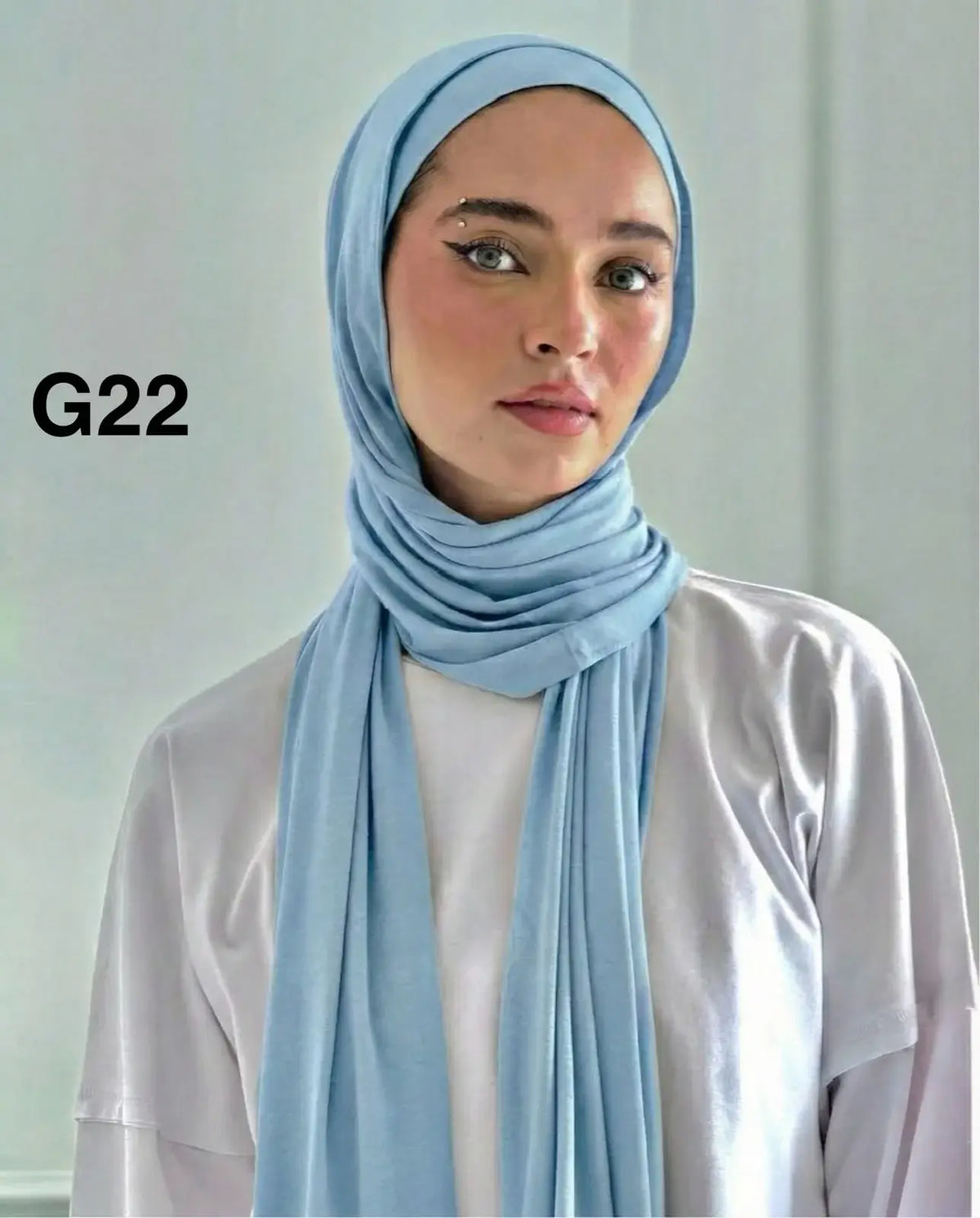 baby blue hijab with gel undercap G22