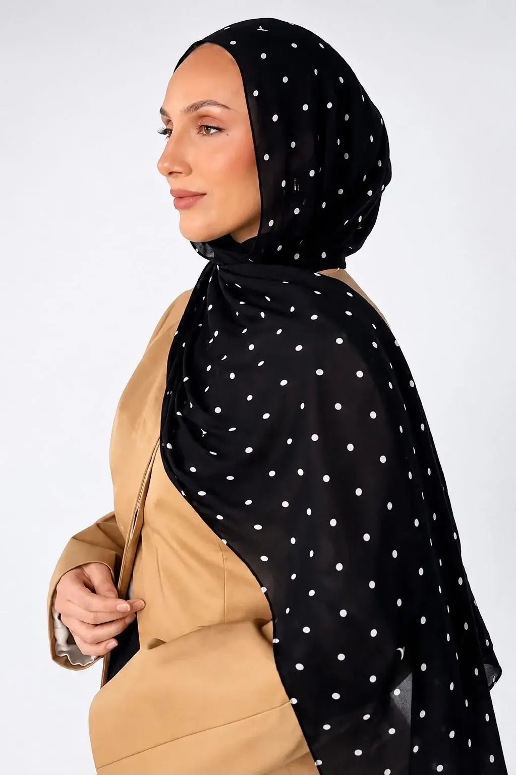 Black Polka dots cotton hijab