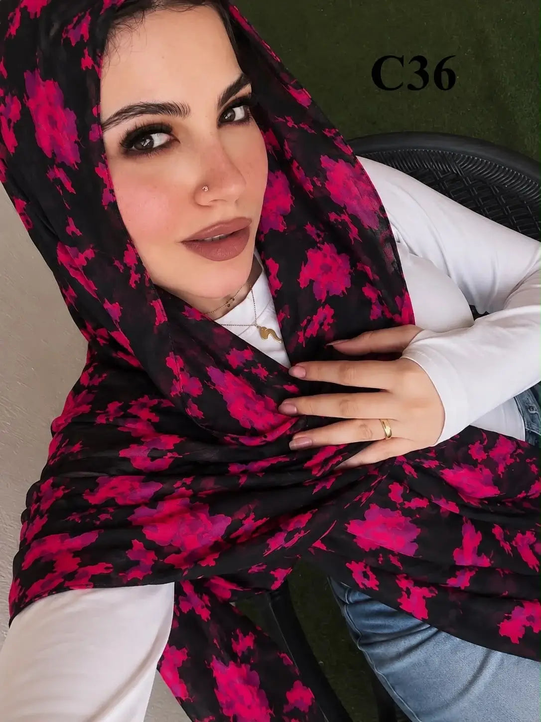 digital cotton hijab C36