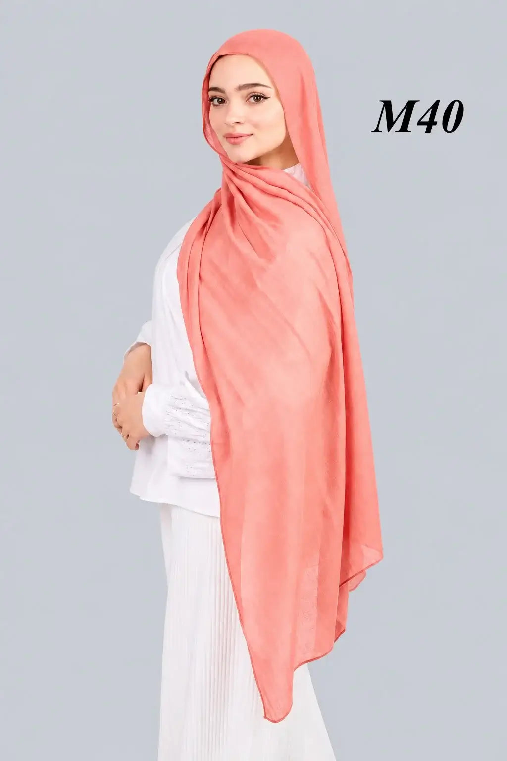 Coral Pink cotton modal kuwaiti hijab m40